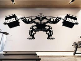 Wall Stickers Gorilla Gym Decal Lifting Fitness Motivation Muscle Brawn Barbell Sticker Decor Sport Poster B7547361893