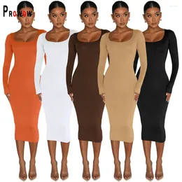 Casual Dresses Prowowo Sexy Slim Fit Women Maxi Dress Thin Velvet Fall Winter Basic Clothing Solid Colour Long Sleeve Female Skinny Bodycons