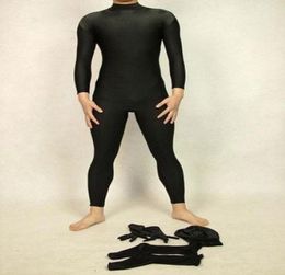 Halloween cospaly Black Full Body Unisex Shiny Lycra Spandex Zentai Suit lycra zentai costumes2344366