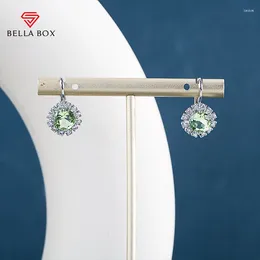 Stud Earrings Bella Box Luxury Emerald Zircon Earring Synthetic Gemstone Ear Clasp Fine Jewelry For Women Lady Engagement Wedding Party Gift