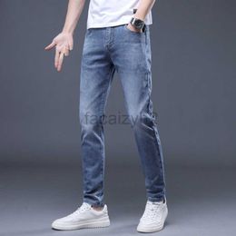 Men's Jeans New style jeans for spring and summer, men's youth slim fit small straight tube men's trendy casual elastic denim pants Plus Size Pants