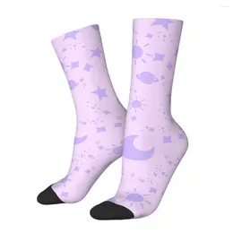 Men's Socks Purple Pink Sky Harajuku Super Soft Stockings All Season Long Accessories For Man's Woman's Gifts