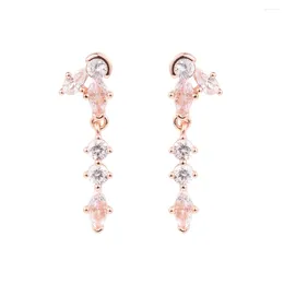 Stud Earrings QANDOCCI 2024 Winter Pink Sparkling Herbarium Cluster Drop Earring For Women Authentic 925 Silver Fashion Jewellery