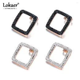 Stud Earrings Trendy Stainless Steel Jewelry White/Black Clay Cystal Rose Gold Color Square Shape Christmas Gift E18457