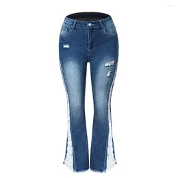 Women's Jeans Blue High Waisted Flare For Women 2024 Summer Fashion Stretch Skinny Bell-Bottom Denim Pants Female Ripped Clothes