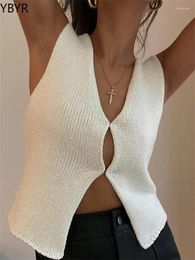 Women's Tanks Y2K Women Knitted Sweaters Vest Tops Casual Retro Sleeveless V-Neck Buttons Up Tank Summer Autumn Chic 2024 Club