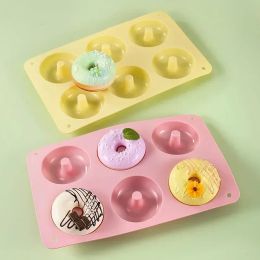 Moulds 6 Donut Cake Silicone Molds Kitchen Baking Cookie Mold High Temperature Resistant Baking Tray Donut Making Mold Cake Accessories