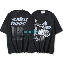 Saint Co Branded Hood Short Sleeved T-shirt American High Street Washed Old Loose Vintage