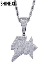 Men and Women White Gold Hip Hop Number 47 Star Pendant Necklace Charms Cubic Zircon Stone Jewelry Gifts6278969