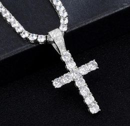 Pendant Necklaces Hip Hop Micro Pave Zircon Cross Crystal Custom Size Tennis Chain Necklace Out Men039s Jewelry4209308