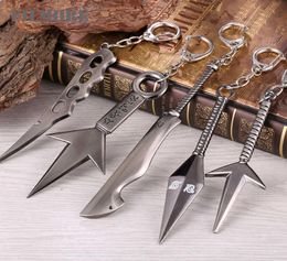 Anime Metals Kakashi Ninja Kunai Hot 10cm Cosplay Pendant Car Key Holder Llaveros Jewelry1542162