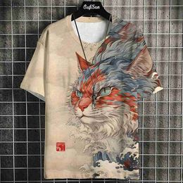 Men's T-Shirts Summer short sleeved Harajuku printed Aniam mens O-neck ultra-fine floral fashion street clothing mens clothingXW