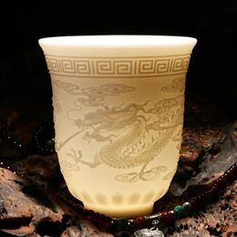 Chinese white porcelain cup goat fat jade personal Tea set ceramic host sample tea Kung Fu 240422