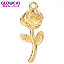 Charms 7pcs Stainless Steel Mini Rose For Jewellery Making DIY Romantic Flower Pendant Earrings Handmade Craft Accessories