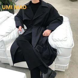 Women's Trench Coats UMI MAO Yamamoto Dark Coat Autumn High Quality Korean Style Mid Length Windbreaker Jacket Couple Y2K