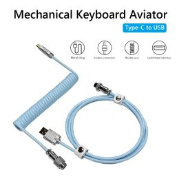 Drives Keyboard Cable Coiled Cable Typec to Usb Braided 2 in 1 Coiled Cable Wire Desktop Computer Accessories for Mechanical Keyboard