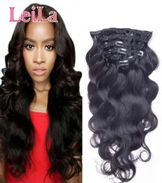 Indian Human Hair Clip In On Hair Extensions 100140g Body Wave Virgin Hair Products Body Weaves Natural Color1966098