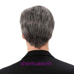 Mens synthetic wig mens headband fashionable slanted bangs fluffy set short hair