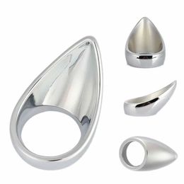 Nxy Cockrings Metal Tears Cock Ring Tongue Shape Penis Dildo Cage Ball Sex Toys for Men Adult Product Teardrop Bdsm Stainless Steel 240427