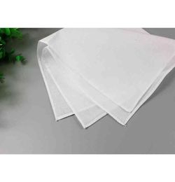 Fashion Pure White Hankerchiefs 100 Cotton Handkerchiefs Women Men 28cm28cm Pocket Square Wedding Plain DIY Print Draw Hankies9921833