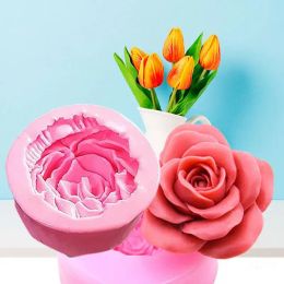 Moulds Bloom Rose Silicone Cake Mould 3D Flower Fondant Mould Cupcake Jelly Candy Chocolate Decoration Baking Tool Moulds FQ2825