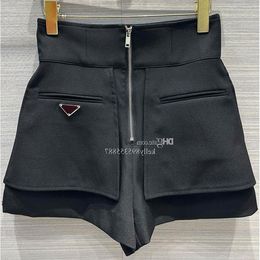 Fashion Zipper Fashion Pocket Black Women's Waist Design High Triangle Shorts Nihdi