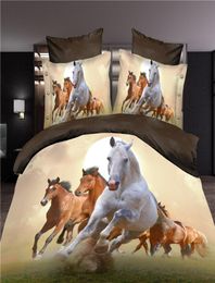 Running Horses Grade Quality Men Bedding Set Bedclothes Animal Printed 4 Pcs King Size Bedding sets Duvet Cover Bed Sheet Pillow4343872
