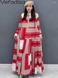 Casual Dresses Vefadisa 2024 Spring Summer Combination Coloured Pastoral Style Cute Long Red Print Dress Women's Wear ZY3651