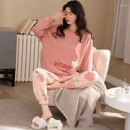 Women's Sleepwear Spring Long Suit Pyjamas Cute Pants And Brand 2 Set Piece Sleeve 2024 Sleep Sleepshirts Women Home