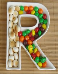 Personalised Alphabet Plate R Shape Snack Dish Ceramic Love Letter Dish Letter R White Wedding Reception Table Decorations6152763