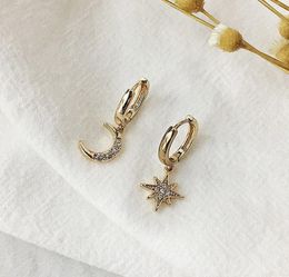 S2048 Fashion Jewellery Asymmetry Cute Rhinstone Star Moon Earrings Dangle Earring9455987