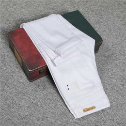Men's Jeans Mens Spring Summer Autumn White Fashionable and Casual Style Slim Fit Soft Advanced Elastic Pants Q240427