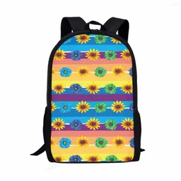 Backpack Gradient Colour Flower Custom Image DIY Zipper School Bag For Student Fashion Style Convenient Durable Storage Book