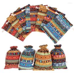 Storage Bags 20Pcs/Set 13 18cm Ethnic Style Retro Drawstring Rope Bag Sack Cotton Jewelry Accessories Buggy Small Cloth