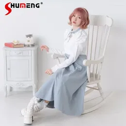 Casual Dresses Spring Cute Sweet Japanese Style Long-Sleeved Tight Waist Long Below The Knee Elegant Grid Slim Dress Vestidos Mujer