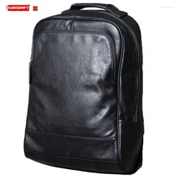 Backpack The First Layer Of Leather Bag Men Schoolbag 15.6 Inch Laptop Computer Classic Business Men's Soft