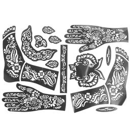 Tattoo Transfer 1Sheet Waterproof Henna Glitter Paste Papers Temporary Fake Tattoo Stencils Indian Women Body Hands Art Painting Templates 240426