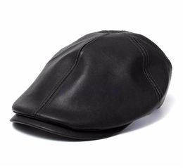 WholeMens Ivy Cap Faux Leather Bunnet Newsboy Beret Cabbie Gatsby Flat Golf Hat279O8297760