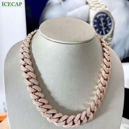 Fashion Jewelry Cuban Link Chain Rose Gold Collar 18mm Vvs Diamond Necklace Iced Out Moissanite Cuban Link Chain for Men