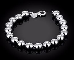 Bangle Fashion Jewelry 925 Pure Silver Plated Charm 10MM Solid Buddha BeadsHollow Beads Bracelets Gift Bag H1365881545