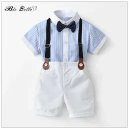 Clothing Sets Summer Kids Boy Set Soild Handsome Gentlemen Wedding Party 2 To 7 Year Baby Summer's Outfits TShirt Pants Costumes