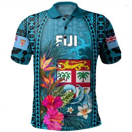 Men's Polos Fashion Fiji Pattern Polo Shirt Men Women Hawaiian 3D Printed Polynesian Shirts Casual Button Tees Summer Short Sleeves