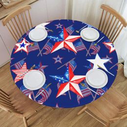 Table Cloth American Flag Round Tablecloth With Elasticated Trim Wipe Clean For Indoor And Outdoor Use