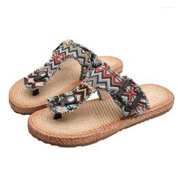 Slippers 2024 Summer Bohemian Women 2cm Flat Heels Large Size Classic Flip Flops Mixed Colors Buckle Casual Fashion Slides