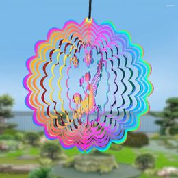 Decorative Figurines 10/15cm Angel Wing Picking Mushrooms Fairy Wind Chimes Spinner Colorful Stainless Steel 3D Macrame Room Wall Decor