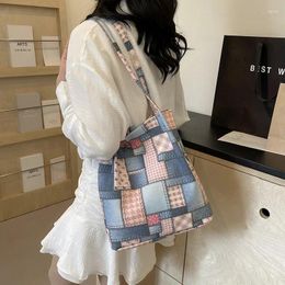 Shoulder Bags 2024 Lightweight Canvas Bag Personalized Versatile Checkered Casual Forest Series Large Capacity Tote