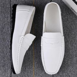 Casual Shoes Summer Mens Loafers Leather Loafer For Men Fashion Light Flats Man White Sneakers Slip-On Driving Big Size 38-47