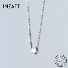 Pendants INZAMinimalist Pendant Necklace Geometric Star Smooth Metal Chain For Women Engagement 925 Sterling Silver Fashion Jewellery