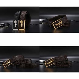 Business Fashion And Leisure Men Designer Belts Crocodile Skin Material Steel Qualitative Smooth Buckle Belt Width Is 3.8 Cm Original Quality