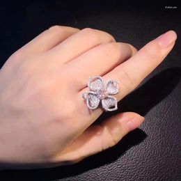 Cluster Rings HOYON 925 Sterling Silver Colour Women Natural White Moissanite With Diamond Jewellery Anillos De Bizuteria Gemstone